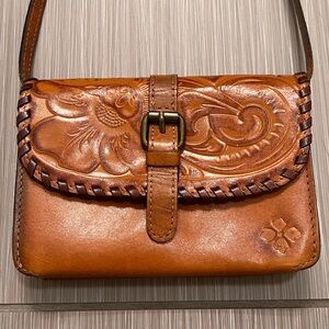 Patricia Nash Tooled Leather Torri Crossbody boho purse bag handbag tan brown